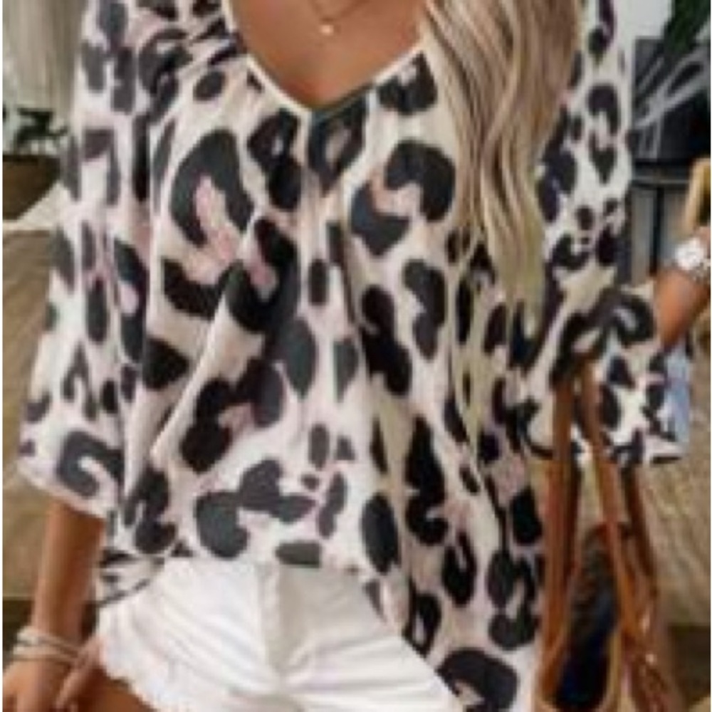Leopard Print V-Neck Blouse